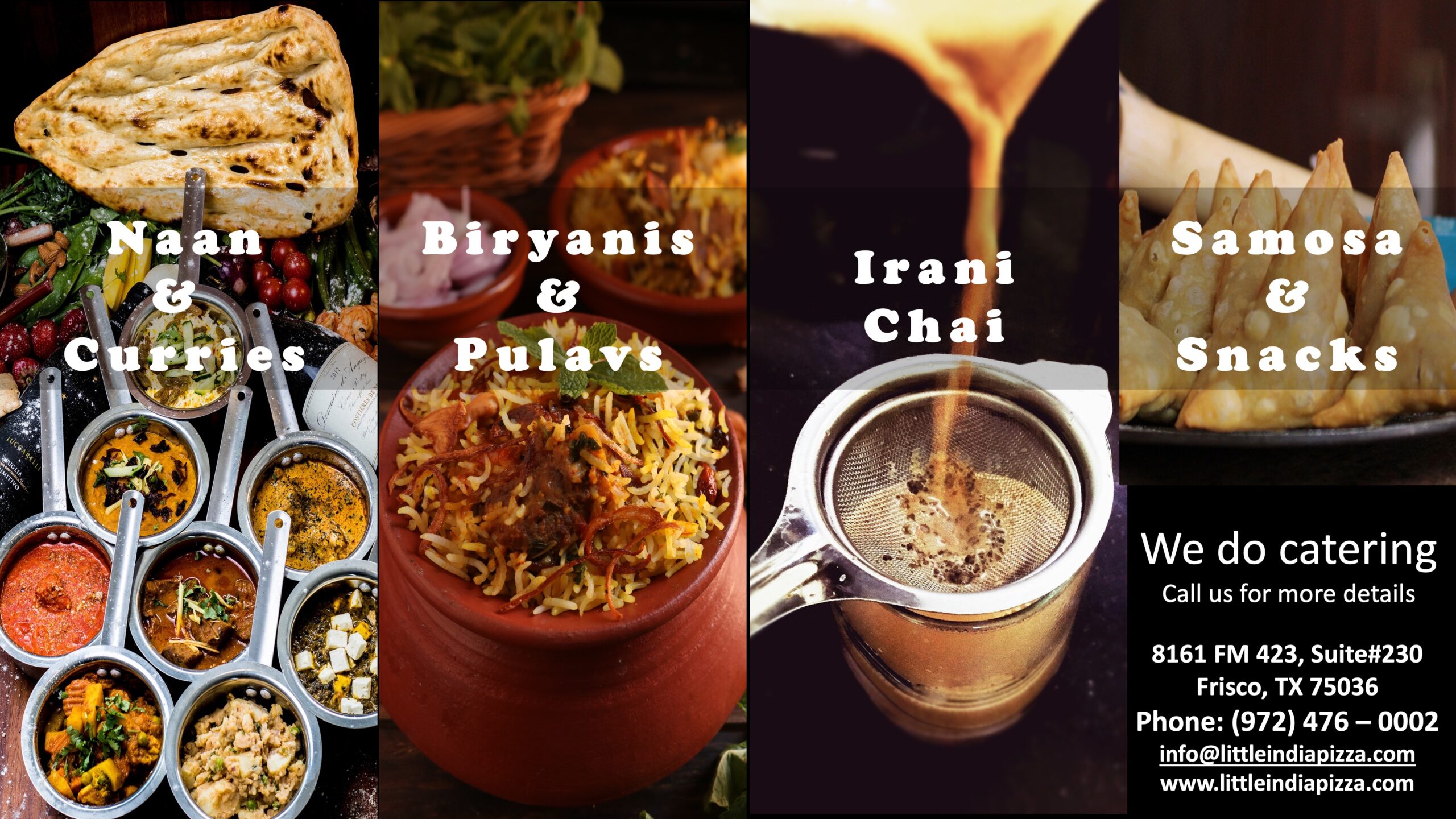 Biryanis, pulavs, curries, irani chai, samosa